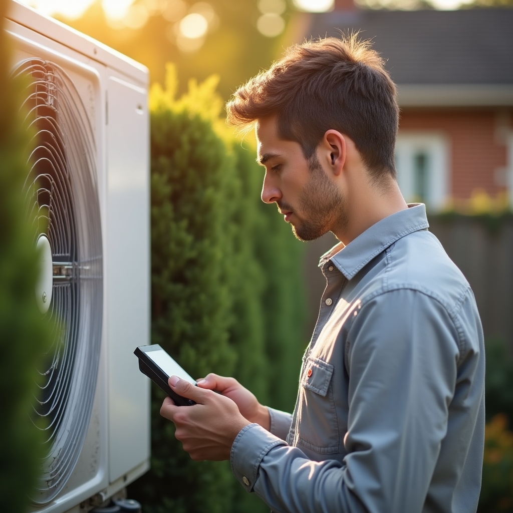 Tehnician HVAC reglând echipamente de încălzire